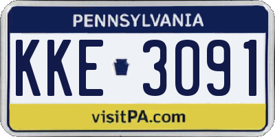 PA license plate KKE3091