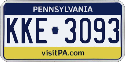 PA license plate KKE3093