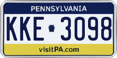 PA license plate KKE3098