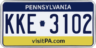 PA license plate KKE3102