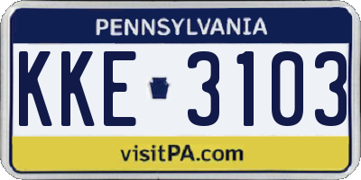PA license plate KKE3103