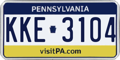 PA license plate KKE3104