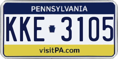 PA license plate KKE3105