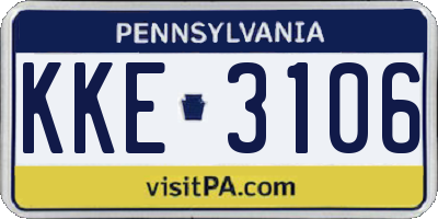 PA license plate KKE3106
