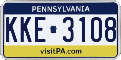 PA license plate KKE3108