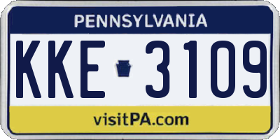 PA license plate KKE3109