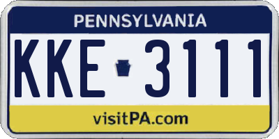 PA license plate KKE3111
