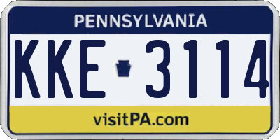 PA license plate KKE3114