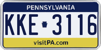 PA license plate KKE3116