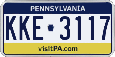 PA license plate KKE3117