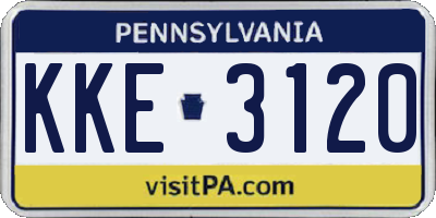 PA license plate KKE3120