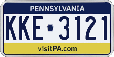 PA license plate KKE3121