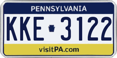 PA license plate KKE3122