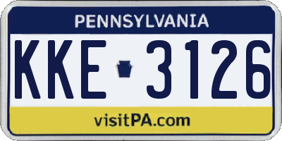 PA license plate KKE3126