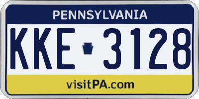 PA license plate KKE3128