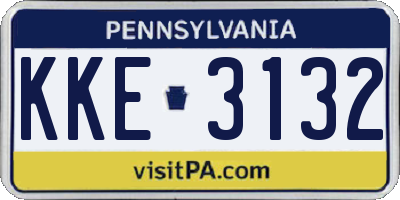 PA license plate KKE3132