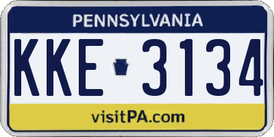 PA license plate KKE3134