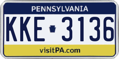 PA license plate KKE3136