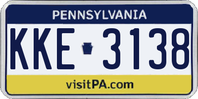 PA license plate KKE3138