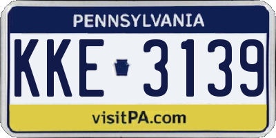 PA license plate KKE3139