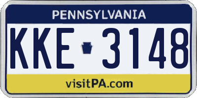 PA license plate KKE3148