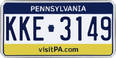 PA license plate KKE3149