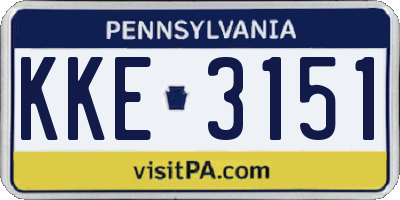 PA license plate KKE3151
