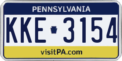PA license plate KKE3154
