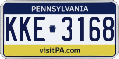 PA license plate KKE3168