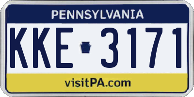 PA license plate KKE3171