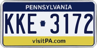 PA license plate KKE3172