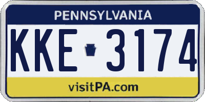 PA license plate KKE3174