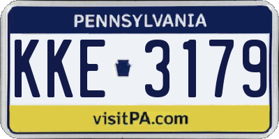 PA license plate KKE3179