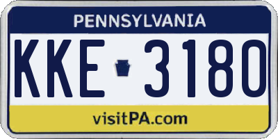 PA license plate KKE3180