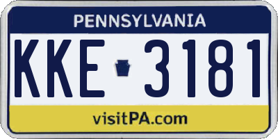 PA license plate KKE3181
