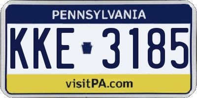 PA license plate KKE3185