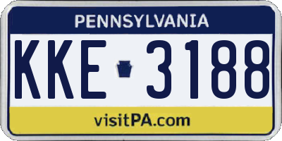 PA license plate KKE3188