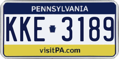 PA license plate KKE3189