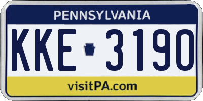 PA license plate KKE3190