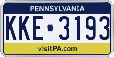 PA license plate KKE3193