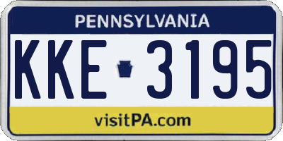 PA license plate KKE3195