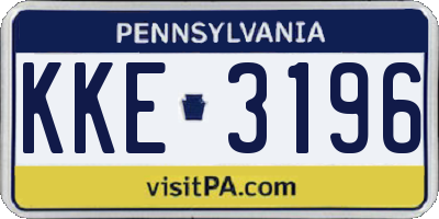 PA license plate KKE3196