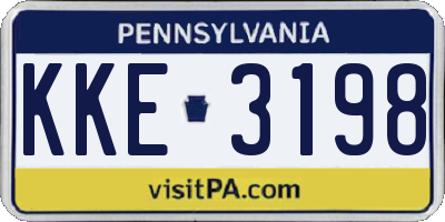 PA license plate KKE3198