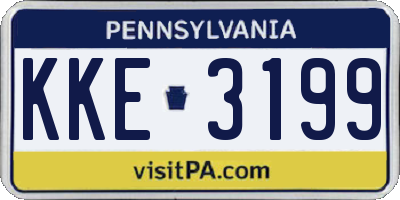 PA license plate KKE3199