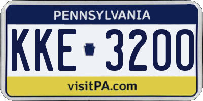 PA license plate KKE3200