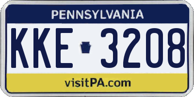 PA license plate KKE3208