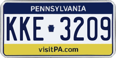PA license plate KKE3209