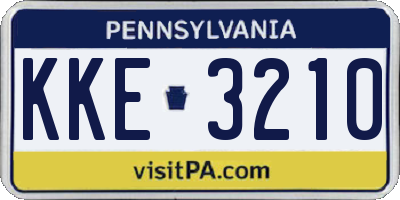 PA license plate KKE3210