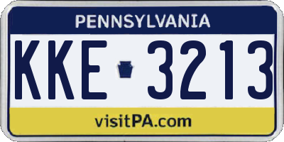 PA license plate KKE3213