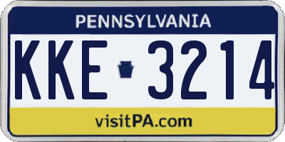 PA license plate KKE3214